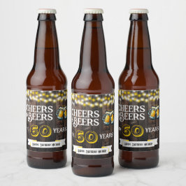 Cheers and Beers to 60 Years Rustic Birthday Ölflaska Etikett