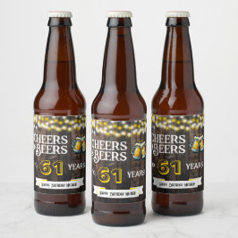Cheers and Beers to 61 Years Rustic Birthday Ölflaska Etikett