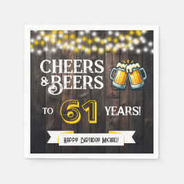 Cheers and Beers to 61 Years Rustic Birthday Party Pappersservett