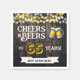 Cheers and Beers to 65 Years Rustic Birthday Party Pappersservett