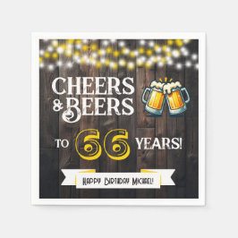 Cheers and Beers to 66 Years Rustic Birthday Party Pappersservett