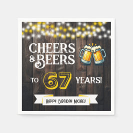 Cheers and Beers to 67 Years Rustic Birthday Party Pappersservett