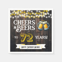 Cheers and Beers to 72 Years Rustic Birthday Party Pappersservett