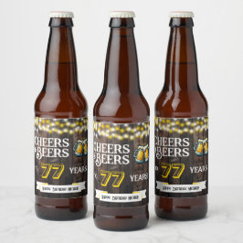 Cheers and Beers to 77 Years Rustic Birthday Ölflaska Etikett