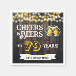 Cheers and Beers to 79 Years Rustic Birthday Party Pappersservett