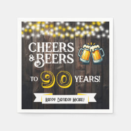 Cheers and Beers to 90 Years Rustic Birthday Party Pappersservett