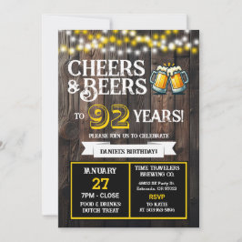 Cheers and Beers to 92 Years Brewery Birthday Inbjudningar