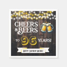 Cheers and Beers to 96 Years Rustic Birthday Party Pappersservett