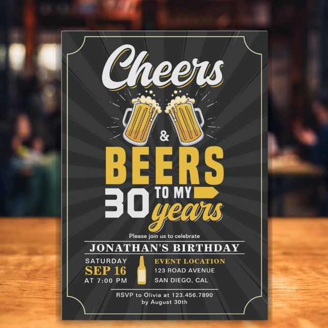 Cheers and Beers to my 30 Years Fun Birthday Inbjudningar (Skapare uppladdad)
