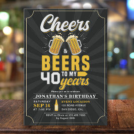 Cheers and Beers to my 40 Years Fun Birthday Inbjudningar