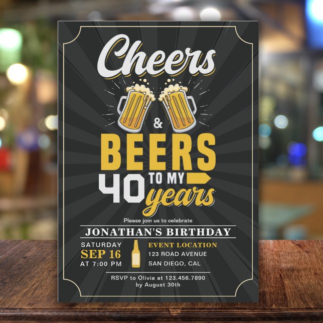 Cheers and Beers to my 40 Years Fun Birthday Inbjudningar (Skapare uppladdad)