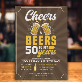 Cheers and Beers to my 50 Years, Any Birthday Inbjudningar