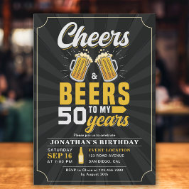 Cheers and Beers to my 50 Years Fun Birthday Inbjudningar