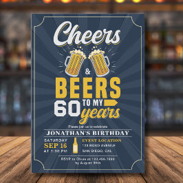 Cheers and Beers to my 60 Years Blue navy Inbjudningar
