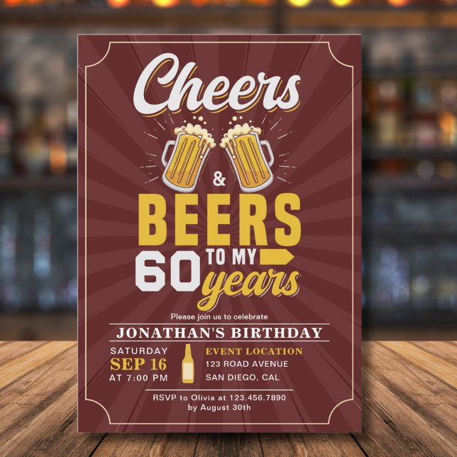 Cheers and Beers to my 60 Years Red Inbjudningar (Skapare uppladdad)