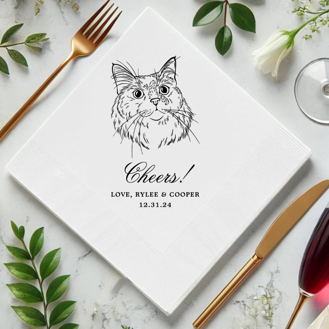 Cheers Anpassningsbar Cat Drawn Cocktail Napkins B Pappersservett (Skapare uppladdad)