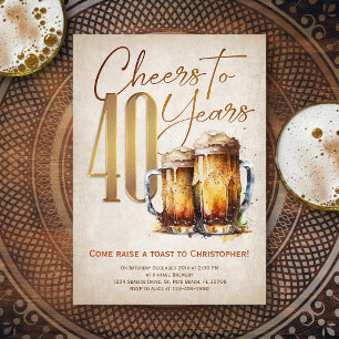 Cheers Beer Manar Funny 40:e födelsedagen Inbjudningar