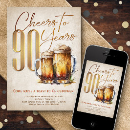 Cheers Beer Manar Funny 90:e födelsedag Inbjudningar