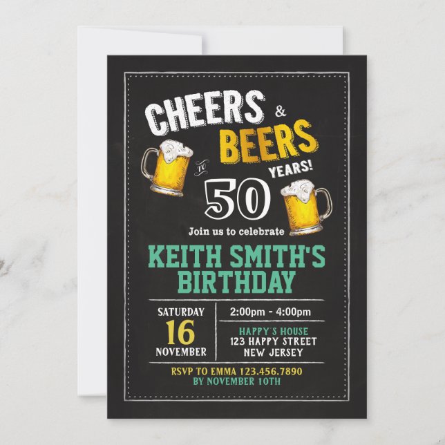 Cheers & Beers 50-års födelsedagsinbjudan - Alla å Inbjudningar (Framsida)