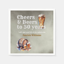 Cheers Beers 50 Years Black Smokey Men's Birthday Pappersservett