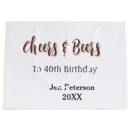 Cheers & beers to 40th birthday gray name year sin