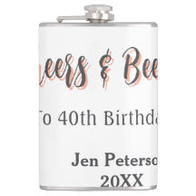 Cheers & beers to 40th birthday gray name year sin