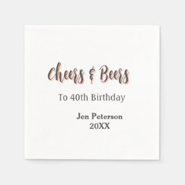 Cheers & beers to 40th birthday gray name year sin pappersservett