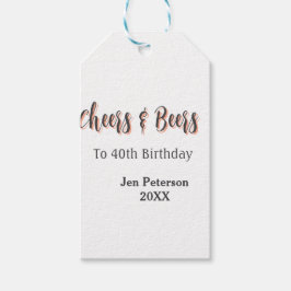 Cheers & beers to 40th birthday gray name year sin presentetikett