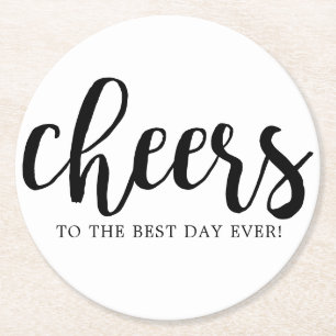 Cheers Best Day Hand-Lettering Underlägg Papper Rund
