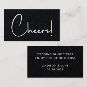 Cheers Black Modern Bröllop Drink Token Biljett