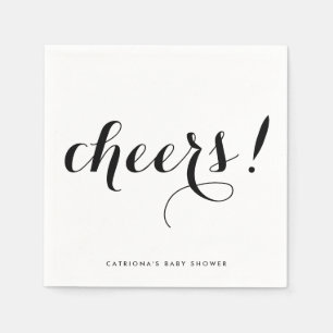 Cheers Black Modern Calligraphy Pappersservett