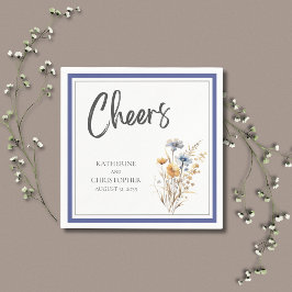 Cheers Blue Wildblommor Elegant Formal Bröllop Pappersservett