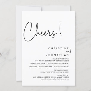 Cheers, Bröllop Elopement Party, Middag, Dancing Inbjudningar