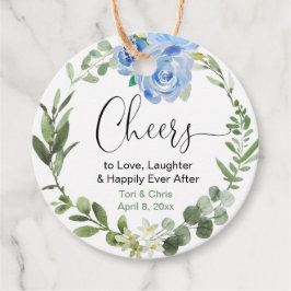 Cheers Bröllopsdusch grönska blå blommig  Gåvor Etiketter