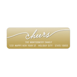 Cheers Calligraphy Guld Ombre Helgdag Adress Returadress Etikett