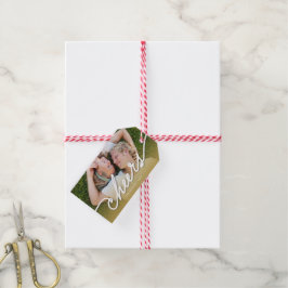 Cheers Calligraphy Script Guld Ombre Photo Helgdag Presentetikett