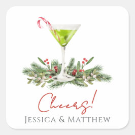 Cheers Candy Cane Martini Cocktail Par Fyrkantigt Klistermärke