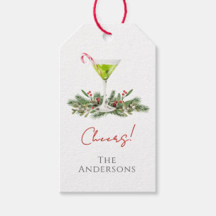 Cheers Candy Cane Martini & Misteltoe Holiday Presentetikett