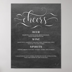 Cheers Chalkboard Bröllop Pub-tecken Poster