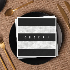 Cheers Chic Silver Foil Black Rand Julfest Pappersservett