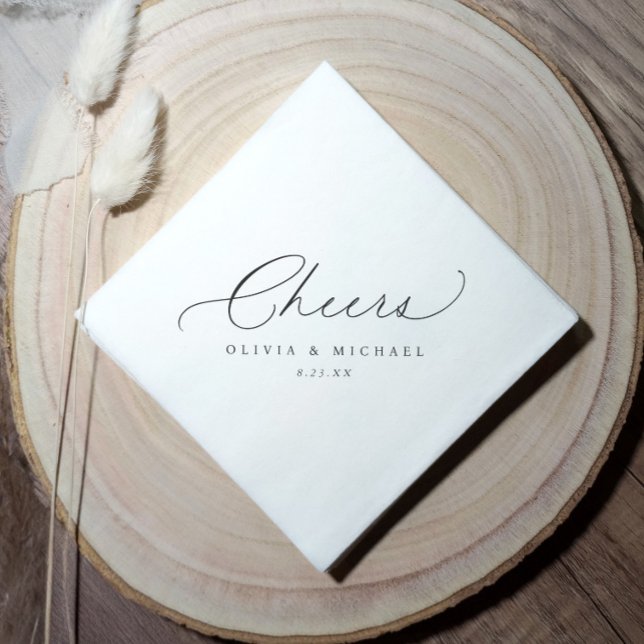 Cheers Cocktail Diagonal Bröllop Pub Pappersservett (Cheers Wedding Napkins - Elegant Diagonal Personalized wedding reception napkins)
