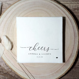 Cheers Cocktail Napkins Heart Modern Bröllop Pappersservett