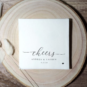Cheers Cocktail Napkins Heart Modern Bröllop Pappersservett