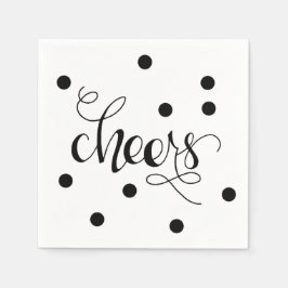 Cheers Cocktail Napkins Set Black and White Pappersservett