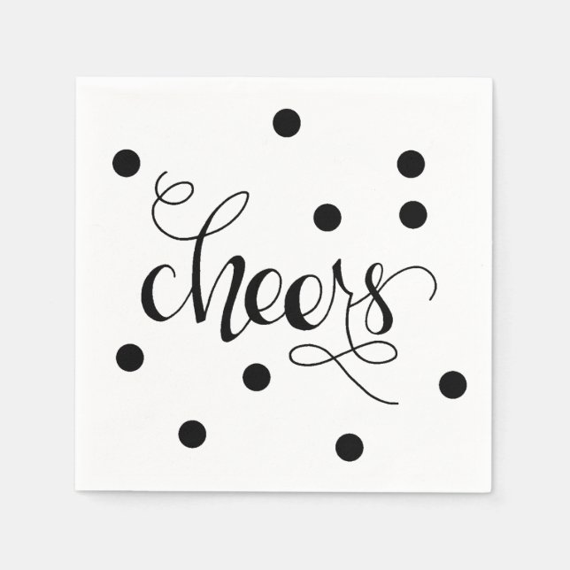 Cheers Cocktail Napkins Set Black and White Pappersservett (Framsidan)
