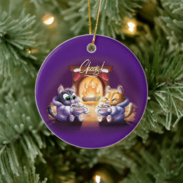 CHEERS! COCOA CATS av Jeff Willis Art Julgransprydnad Keramik