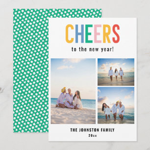 CHEERS Colorful New Year's Photo Julkort