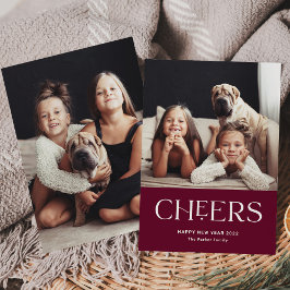Cheers | Dekorativ text Gott nytt år 2-foto Julkort