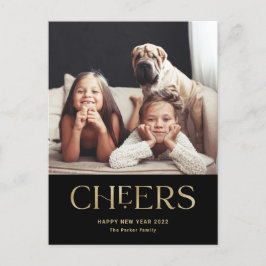 Cheers | Dekorativ text Gott nytt år-foto Helg Vykort