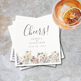 Cheers Dusty Blue Wildblommor Elegant bröllop Pappersservett
